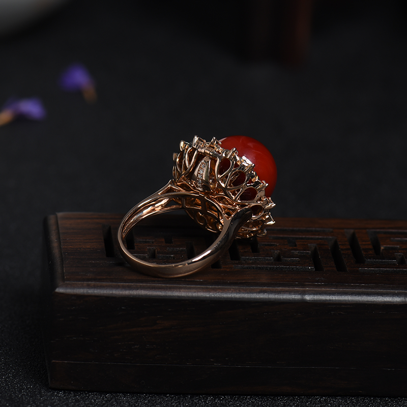 阿卡牛血红珊瑚戒指吊坠两用款 -红掌柜