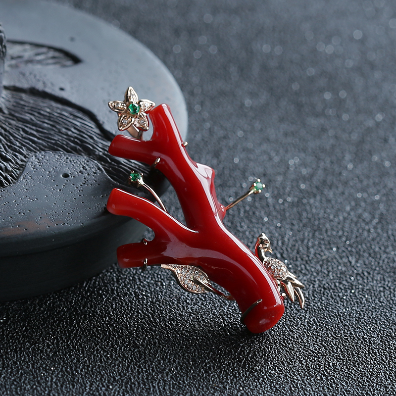 日本红珊瑚树枝吊坠-红掌柜