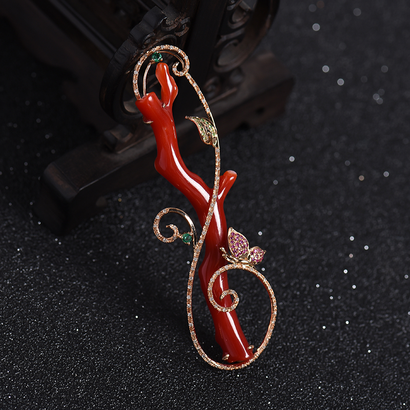 红珊瑚树枝吊坠-红掌柜