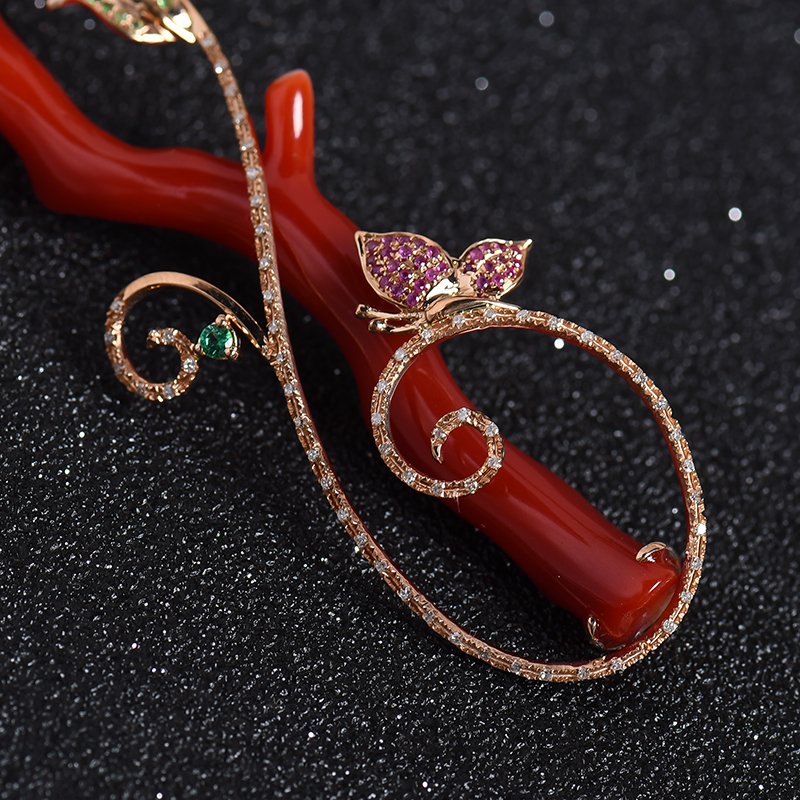 日本阿卡红珊瑚树枝吊坠-红掌柜