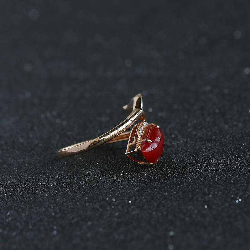 日本阿卡红珊瑚戒指-红掌柜