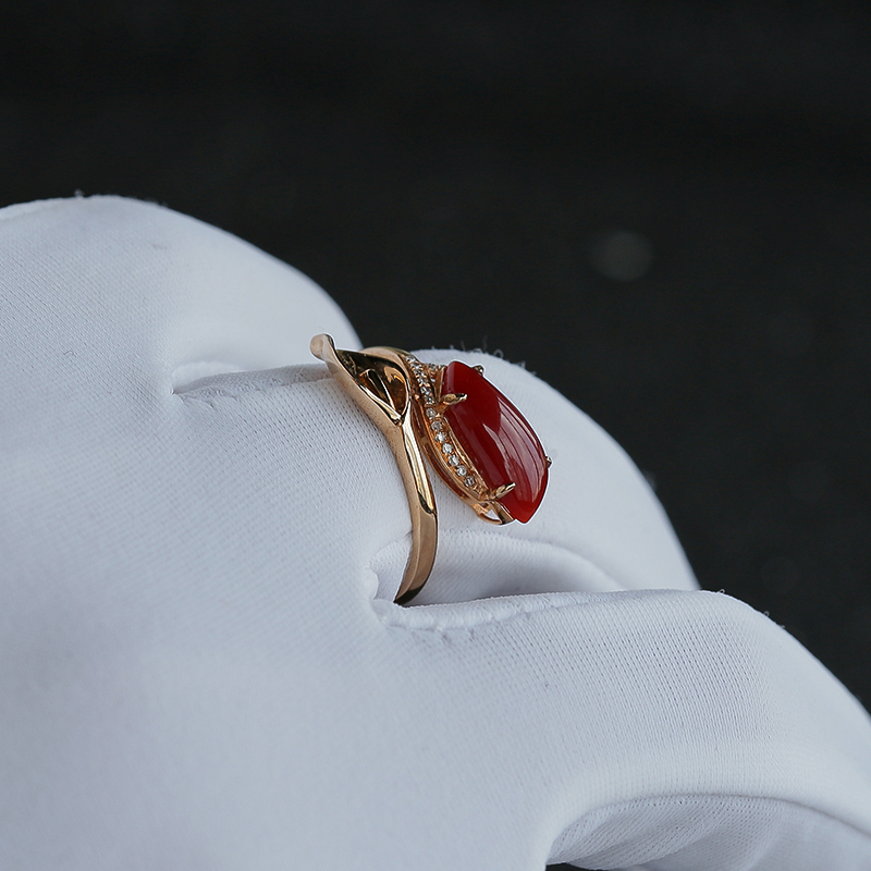 阿卡红珊瑚戒指-红掌柜