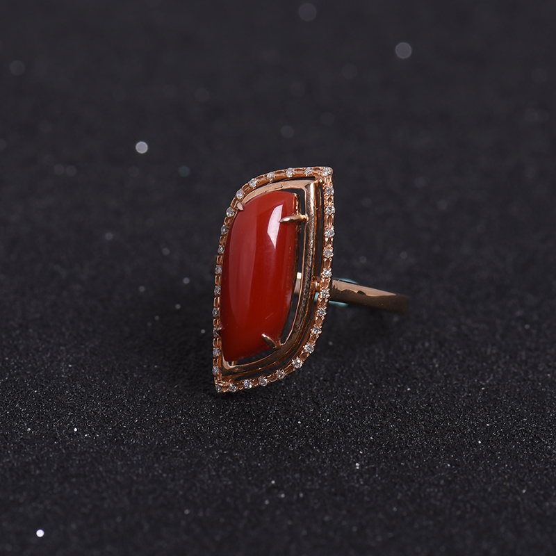 阿卡红珊瑚戒指-红掌柜