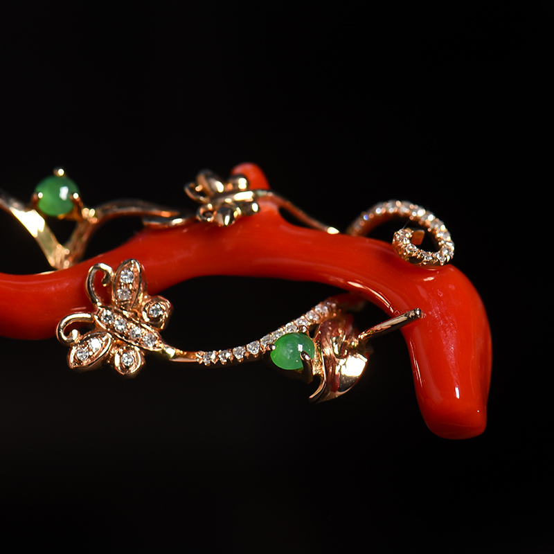 意大利沙丁红珊瑚原枝吊坠 - 红掌柜