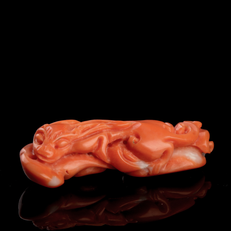 台湾MOMO橘红珊瑚如意吊坠-红掌柜