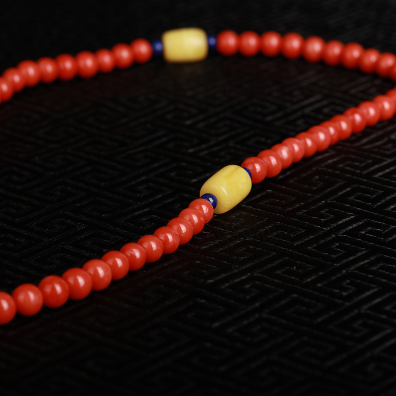 天然沙丁橘红珊瑚手链-红掌柜