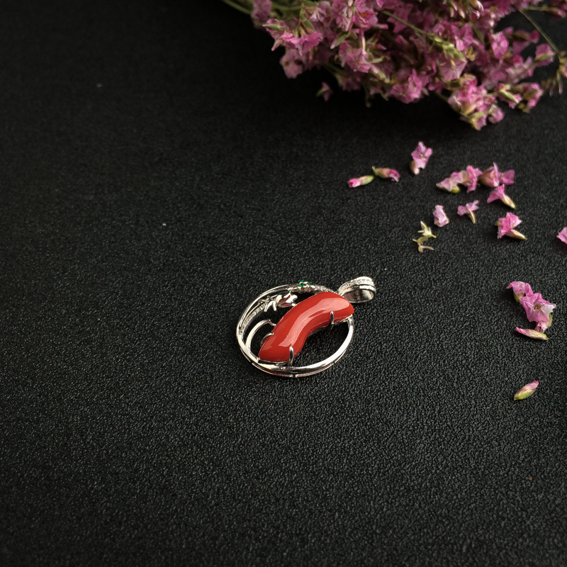 日本阿卡红珊瑚吊坠 - 红掌柜