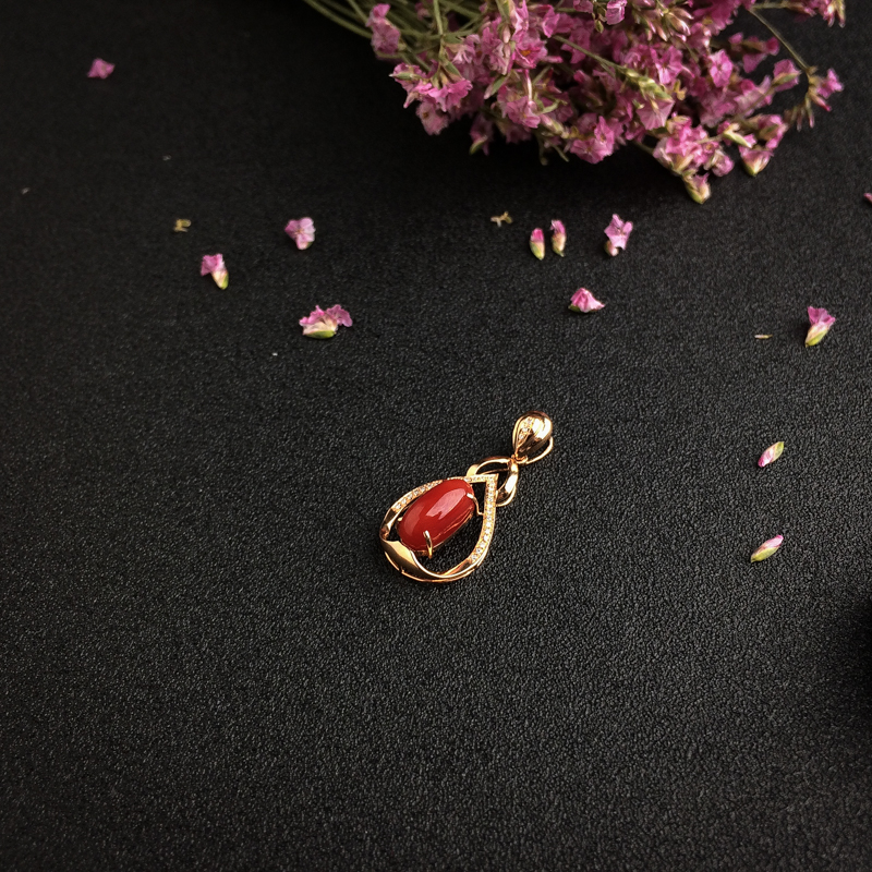 日本阿卡红珊瑚吊坠 - 红掌柜