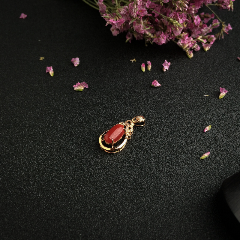 日本阿卡红珊瑚吊坠 - 红掌柜