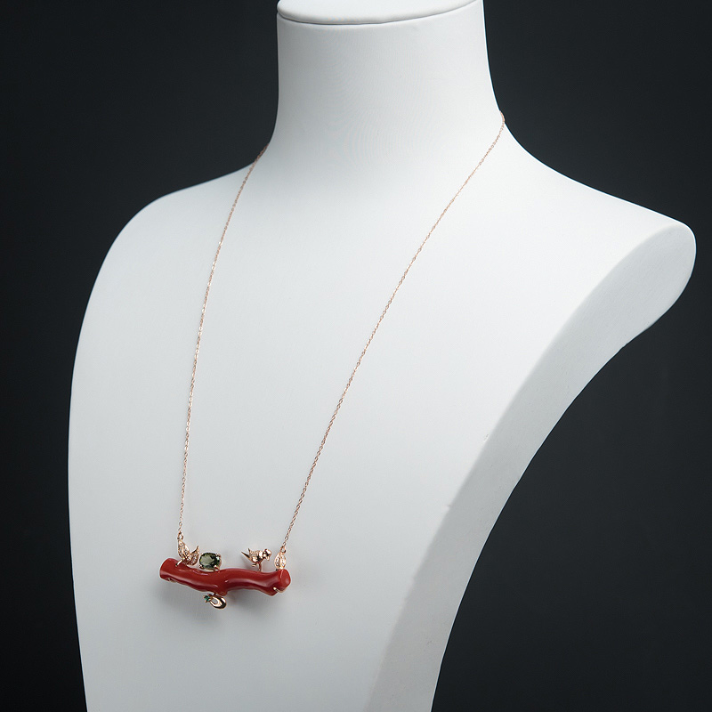 阿卡正红珊瑚锁骨链-红掌柜