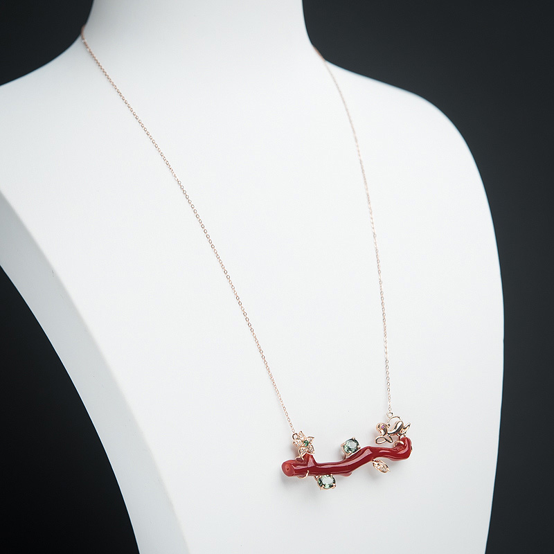 日本阿卡深红珊瑚锁骨链-红掌柜