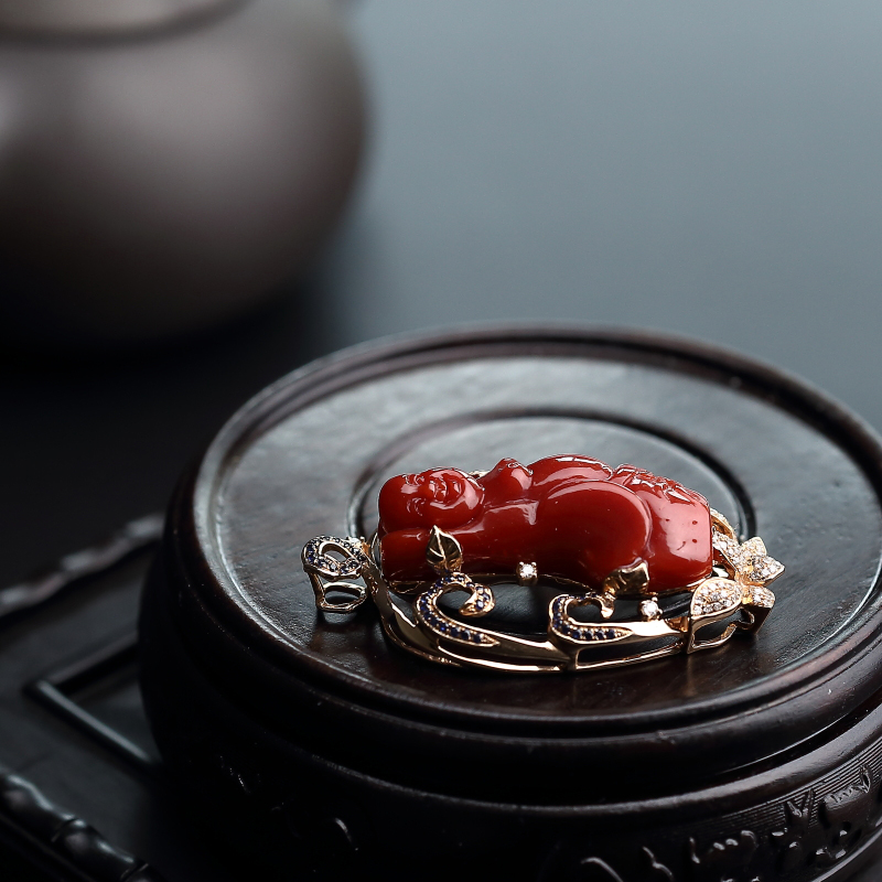 天然红珊瑚吊坠-红掌柜