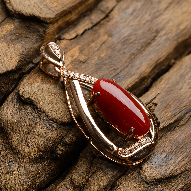 18K金阿卡红珊瑚吊坠 - 红掌柜