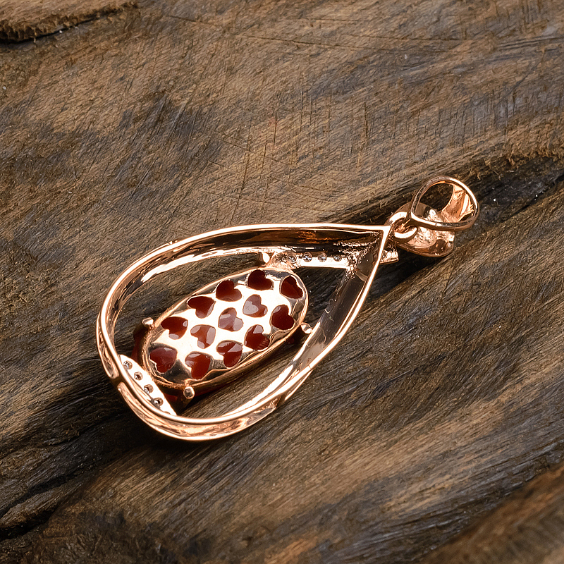 18K金镶钻红珊瑚吊坠 - 红掌柜