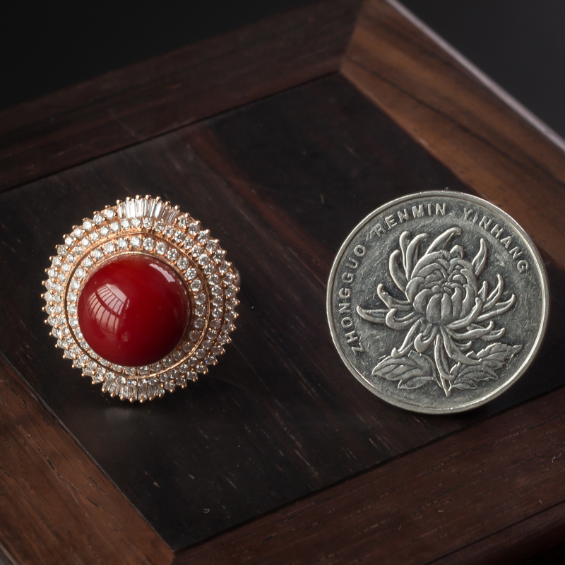 阿卡红珊瑚吊坠戒指两用 - 红掌柜