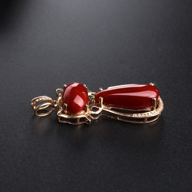 阿卡红珊瑚吊坠-红掌柜