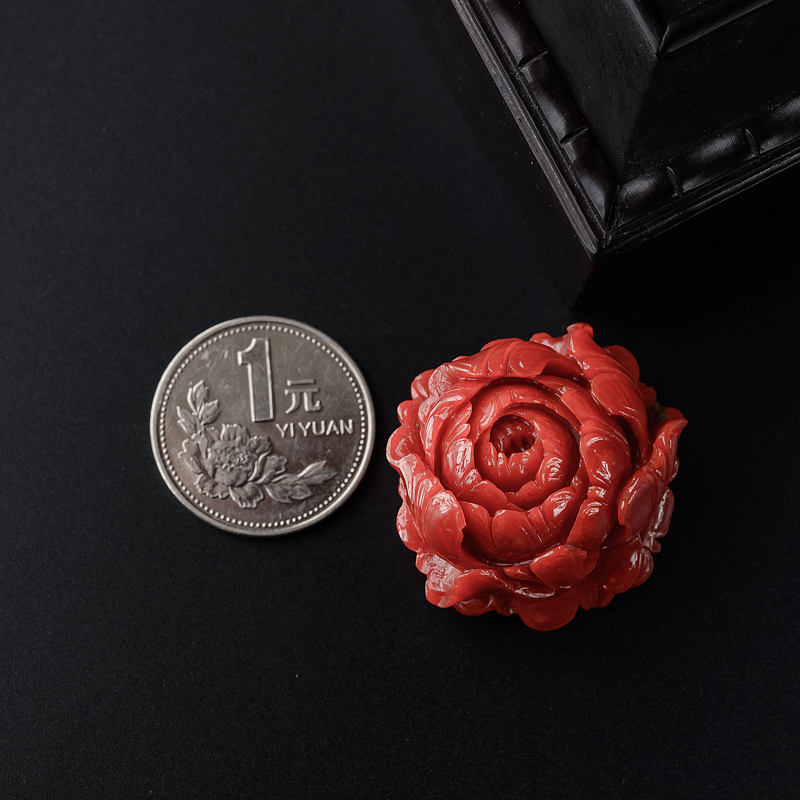 阿卡牛血红珊瑚牡丹花吊坠-红掌柜
