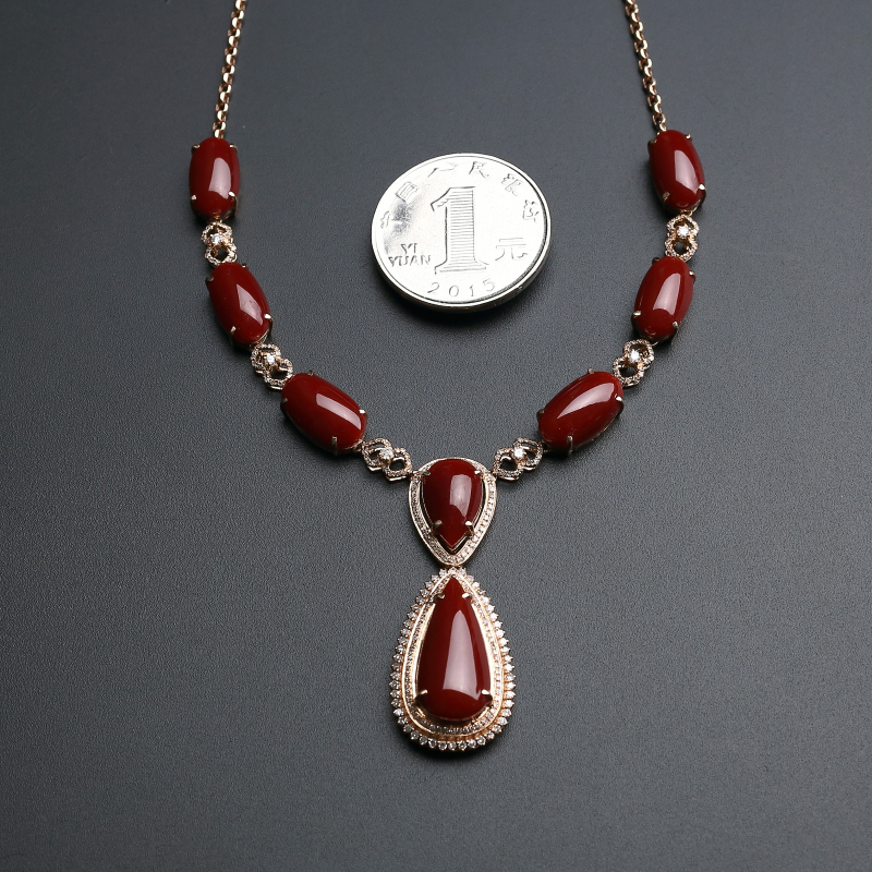 阿卡黑牛血红珊瑚项链-红掌柜