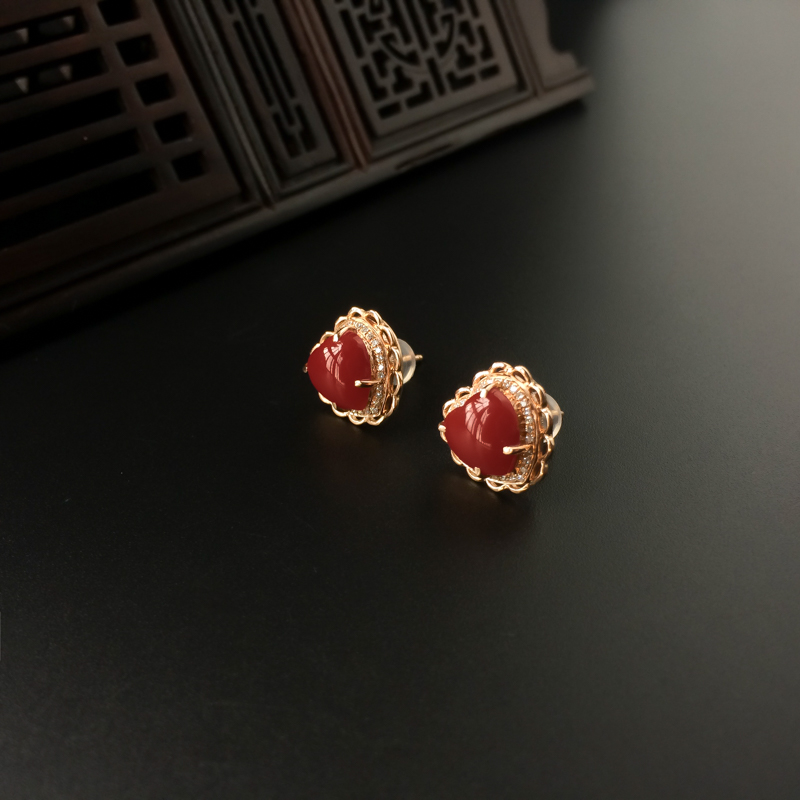 红珊瑚耳钉-红掌柜