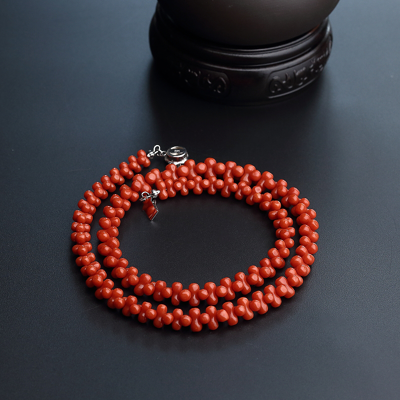 意大利沙丁红珊瑚八字项链-红掌柜