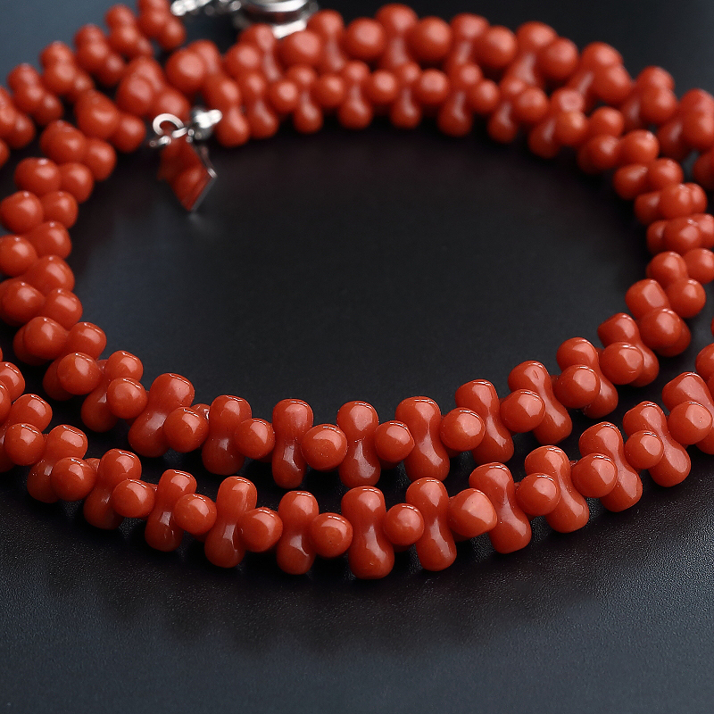 意大利天然红珊瑚八字项链-红掌柜