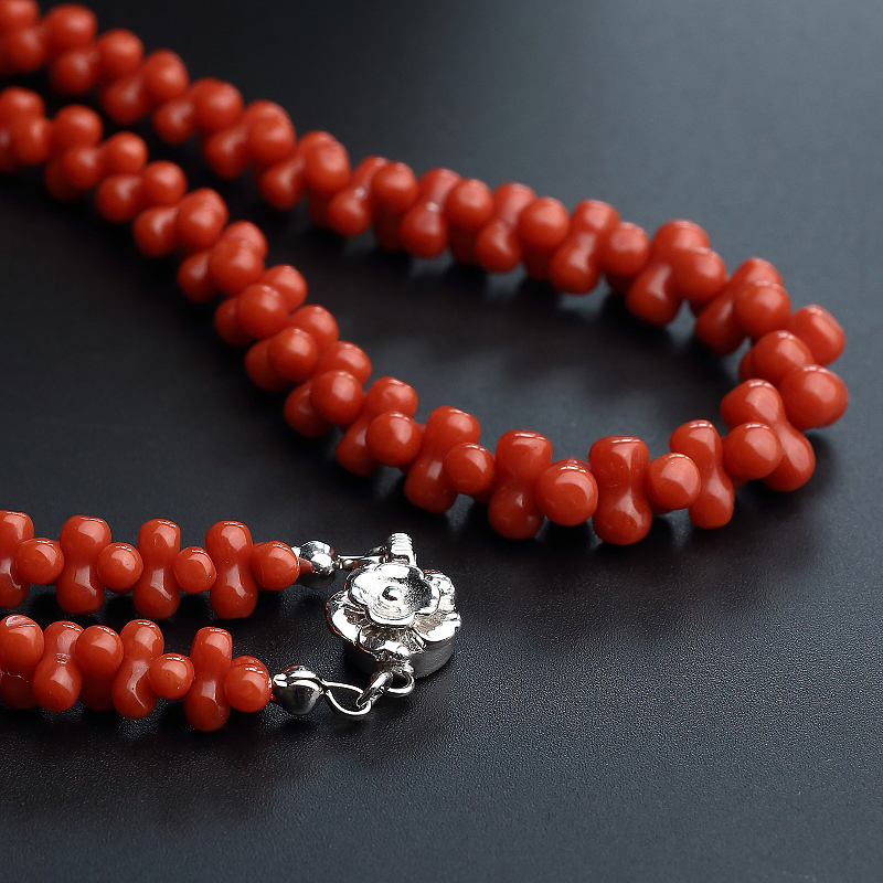 沙丁红珊瑚八字项链-红掌柜