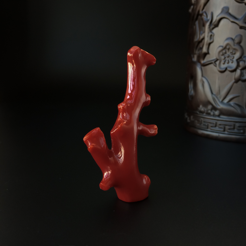 天然阿卡红珊瑚树枝摆件 - 红掌柜