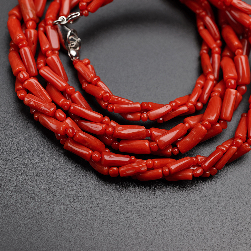 意大利沙丁红珊瑚圆珠项链-红掌柜