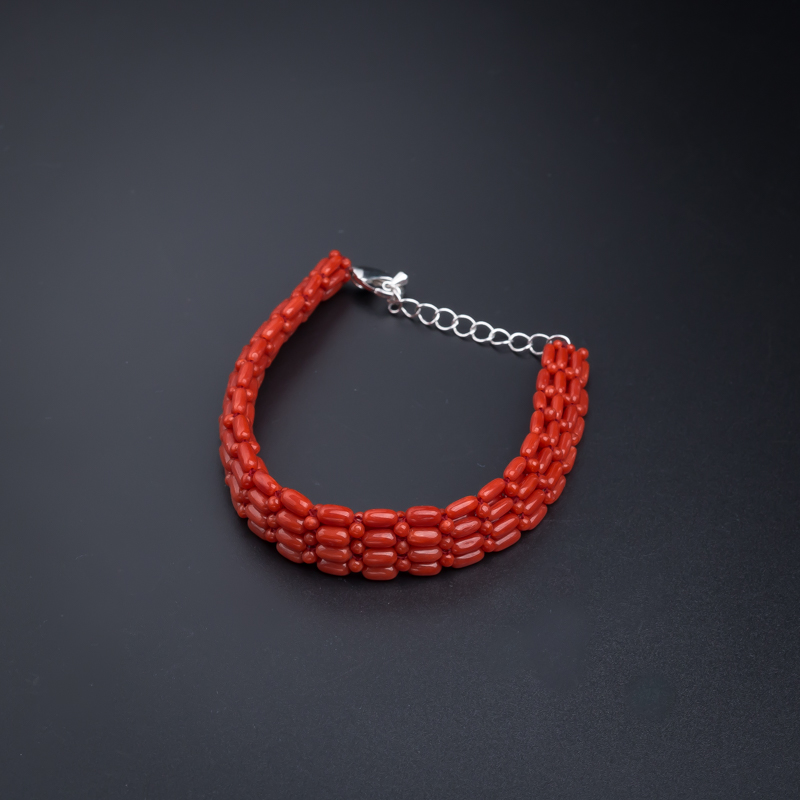 意大利沙丁珊瑚豆形手链-红掌柜