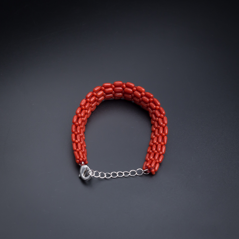 意大利天然珊瑚豆形手链-红掌柜