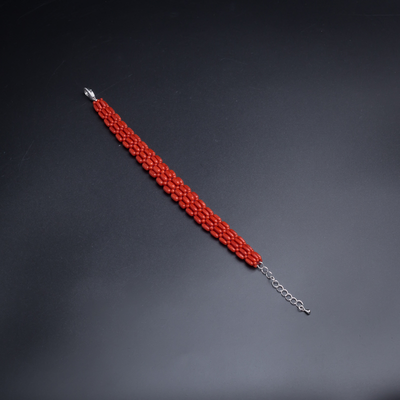 沙丁珊瑚豆形手链-红掌柜