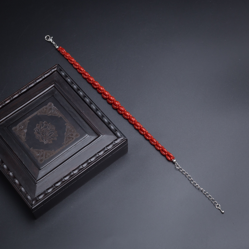 意大利天然红珊瑚米珠手链-红掌柜