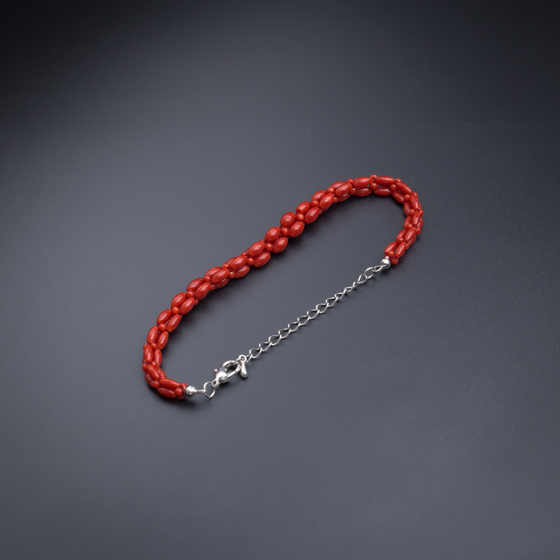沙丁红珊瑚米珠手链-红掌柜