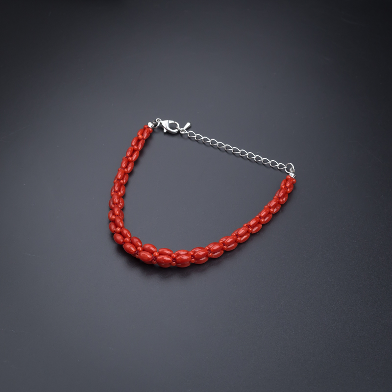 意大利沙丁红珊瑚米珠手链-红掌柜