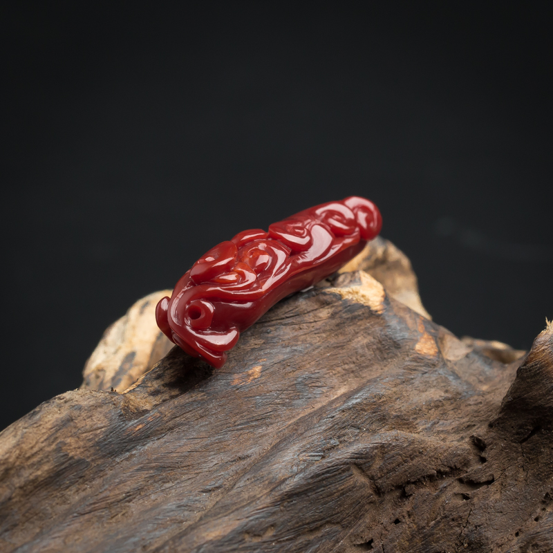 日本天然阿卡红珊瑚吊坠-红掌柜