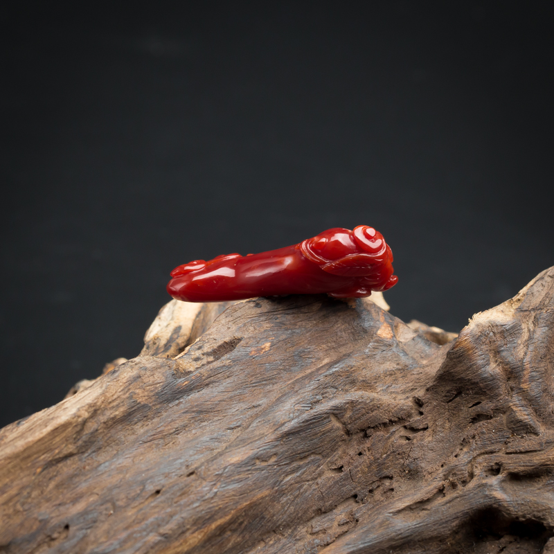 日本天然阿卡牛血红珊瑚吊坠-红掌柜