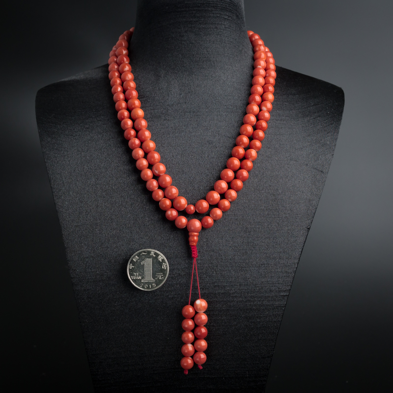 天然MOMO红珊瑚佛珠项链-红掌柜