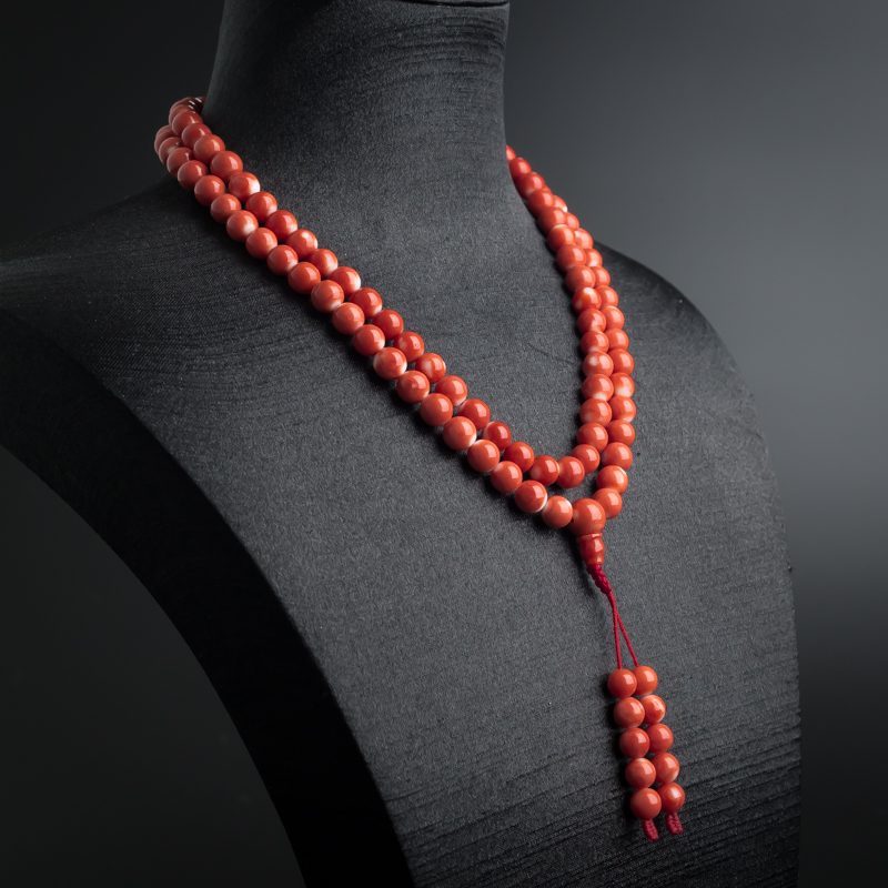 7mm台湾天然红珊瑚佛珠-红掌柜