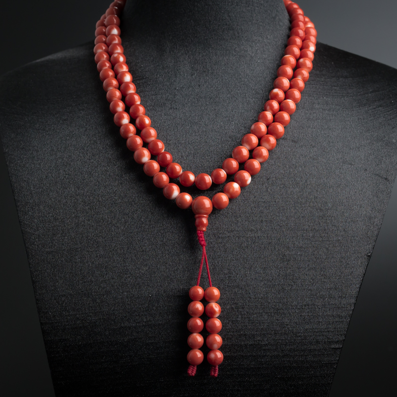 天然MOMO红珊瑚佛珠-红掌柜