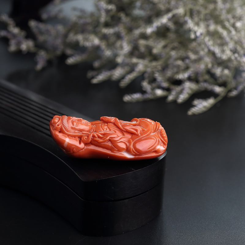 红珊瑚观音吊坠 - 红掌柜