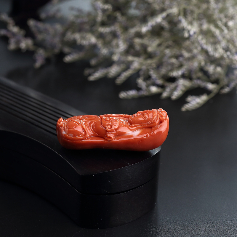 台湾天然MOMO红珊瑚吊坠 - 红掌柜