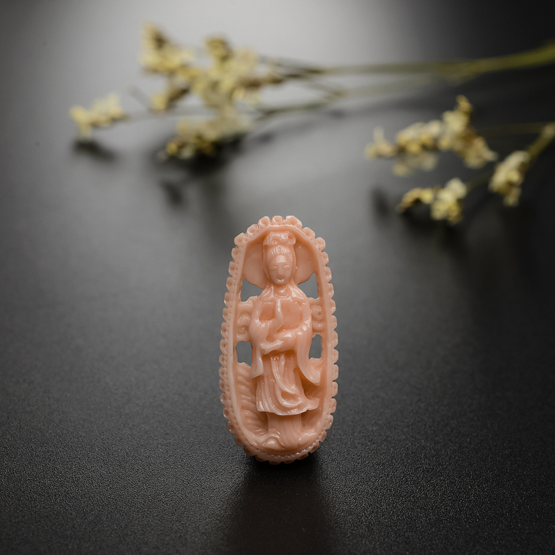 天然孩儿面珊瑚美女吊坠 - 红掌柜