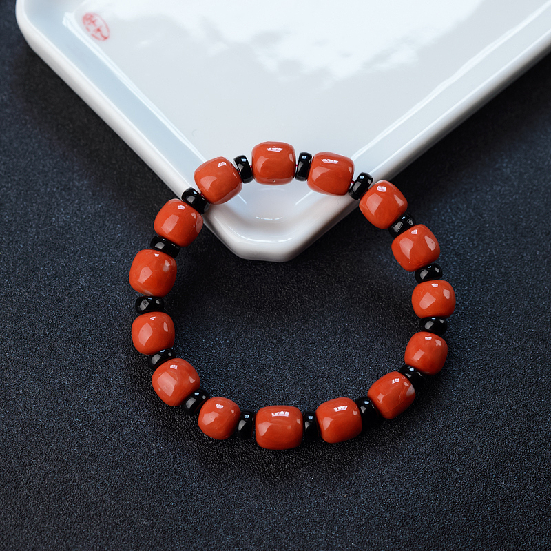 台湾天然MOMO红珊瑚桶珠手串 - 红掌柜