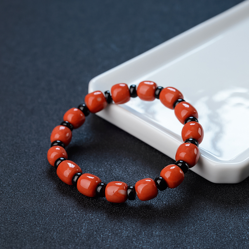 天然MOMO红珊瑚桶珠手串 - 红掌柜
