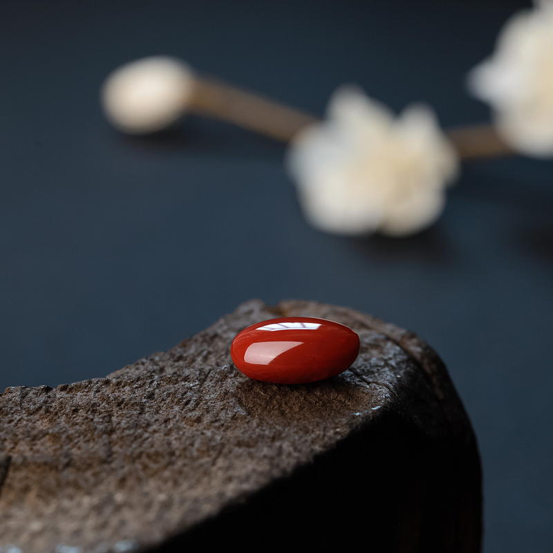 天然阿卡红珊瑚戒面 - 红掌柜