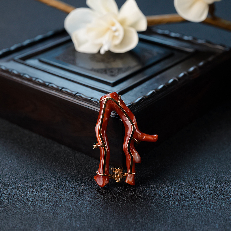 阿卡红珊瑚树枝吊坠 - 红掌柜