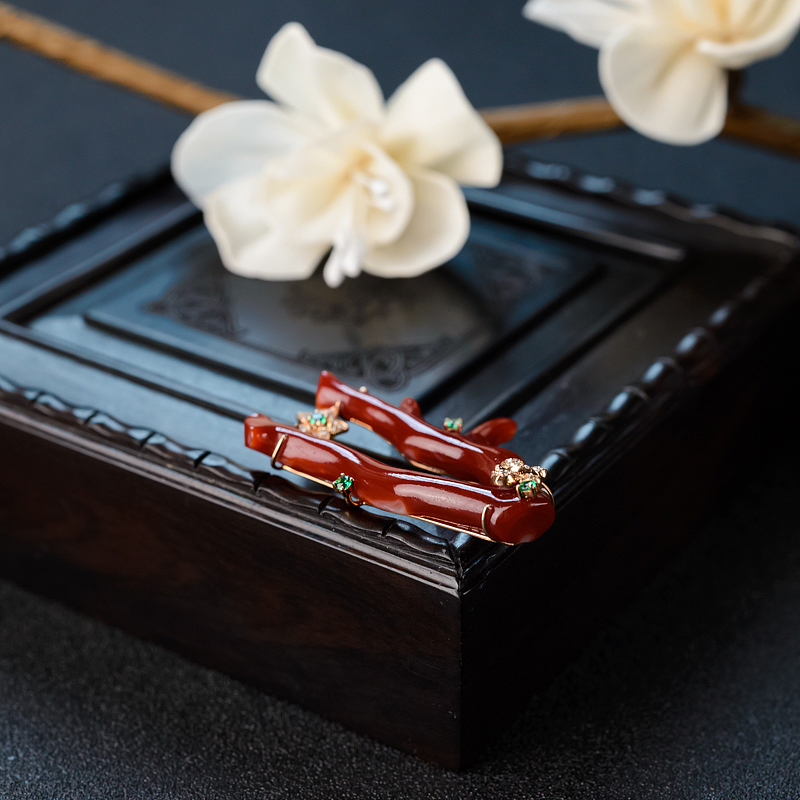 日本阿卡红珊瑚树枝吊坠 - 红掌柜