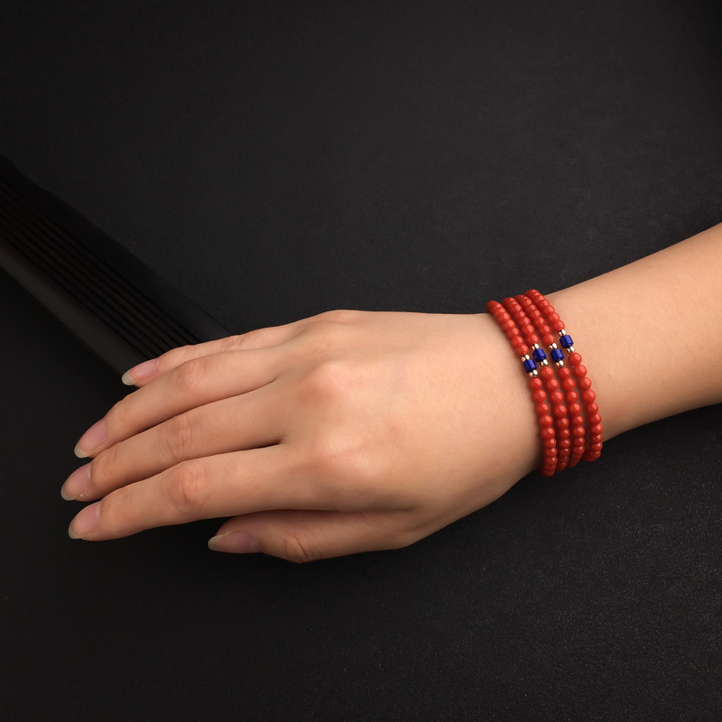 天然沙丁红珊瑚手串-红掌柜