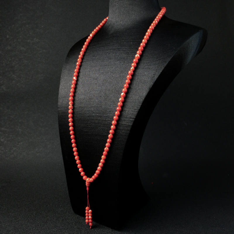 天然6mmMOMO橘红珊瑚108佛珠 - 红掌柜