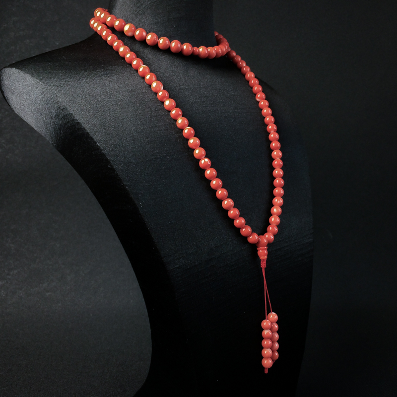 7mmMOMO橘红珊瑚108佛珠 - 红掌柜